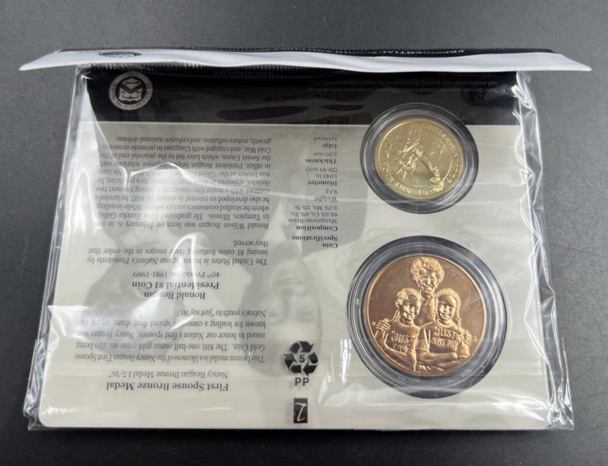 2016 Ronald & Nancy Reagan First Spouse $1 Presidential Coin & Medal Set OGP