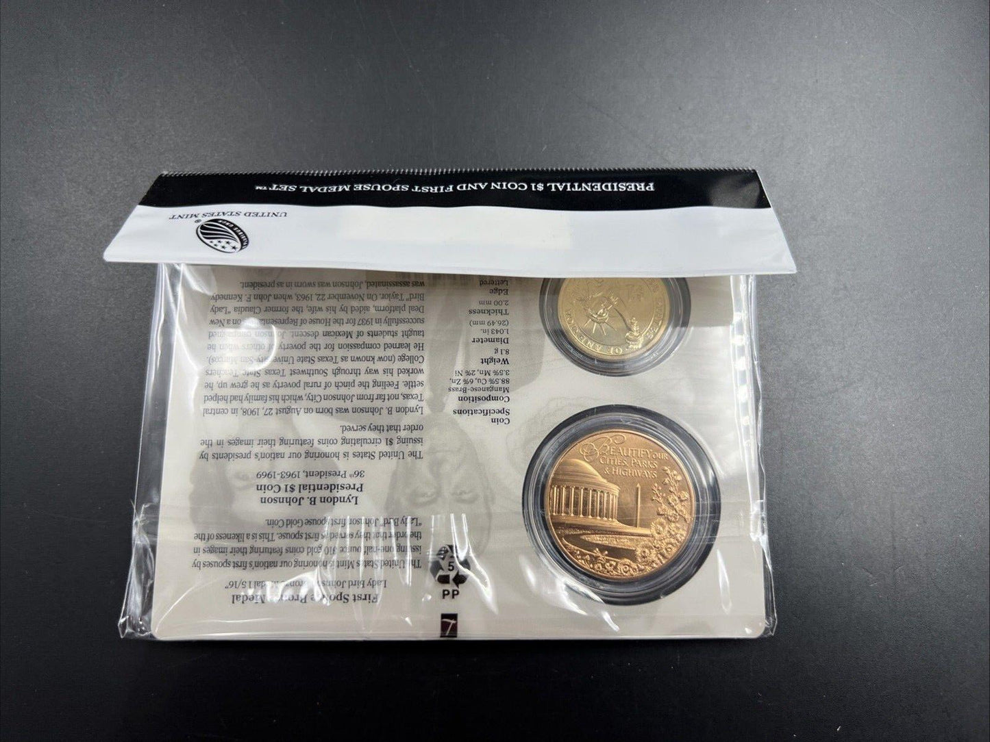 2015 Lyndon B Larry Bird Johnson First Spouse $1 Presidential Coin Medal Set OGP