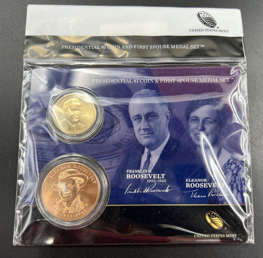 2014 Franklin Elanor Roosevelt First Spouse $1 Presidential Coin & Medal Set OGP