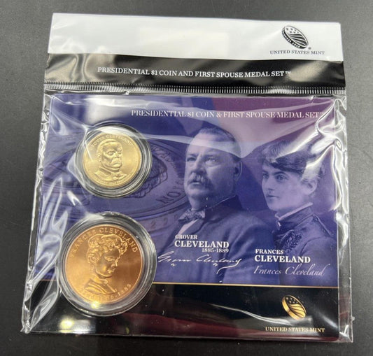 2012 Grover Cleveland Term 1 & First Spouse $1 Presidential Coin & Medal Set OGP