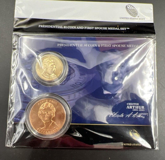 2013 Chester Arthur Alice Paul First Spouse $1 Presidential Coin & Medal Set OGP