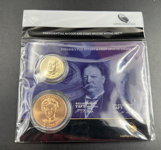 2013 William & Helen Taft First Spouse $1 Presidential Coin & Medal Set OGP