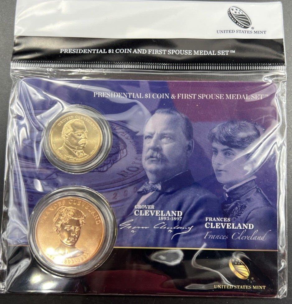 2012 Grover Cleveland Term 2 & First Spouse $1 Presidential Coin & Medal Set OGP