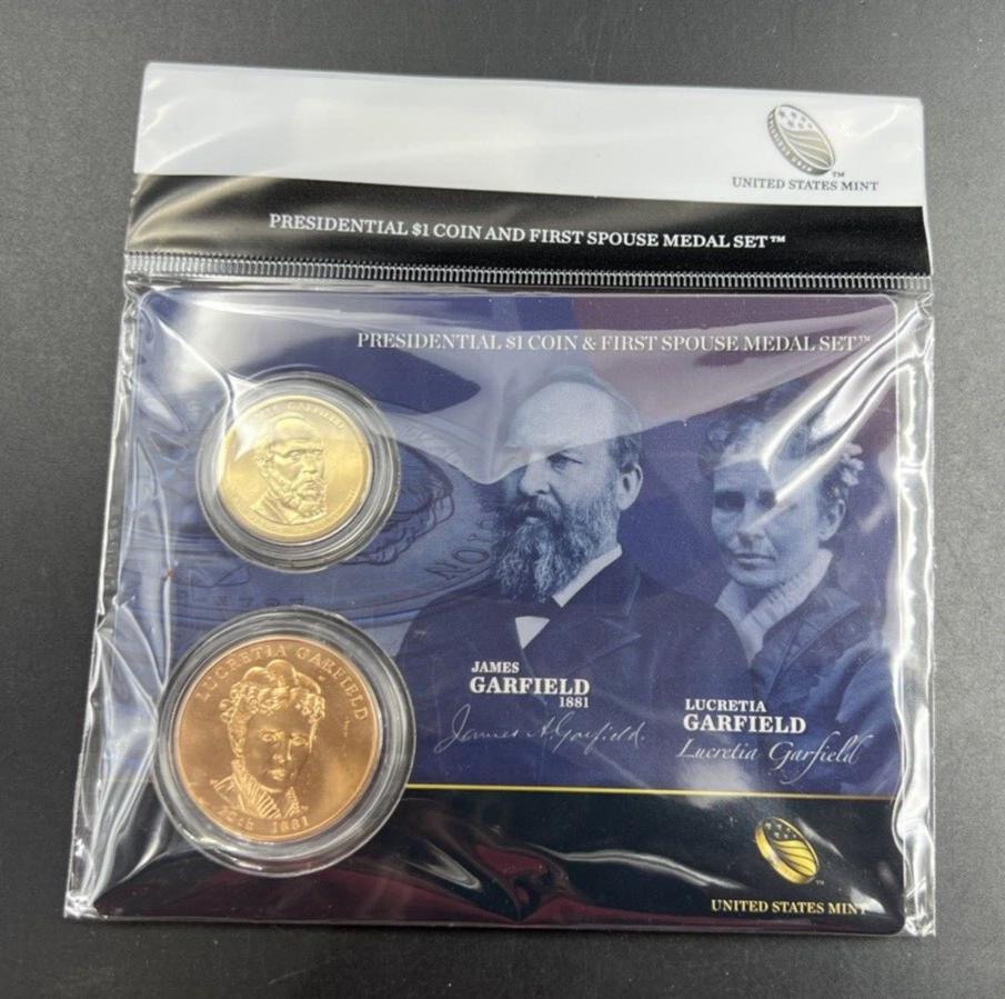 2011 James & Lucretia Garfield First Spouse $1 Presidential Coin & Medal Set OGP