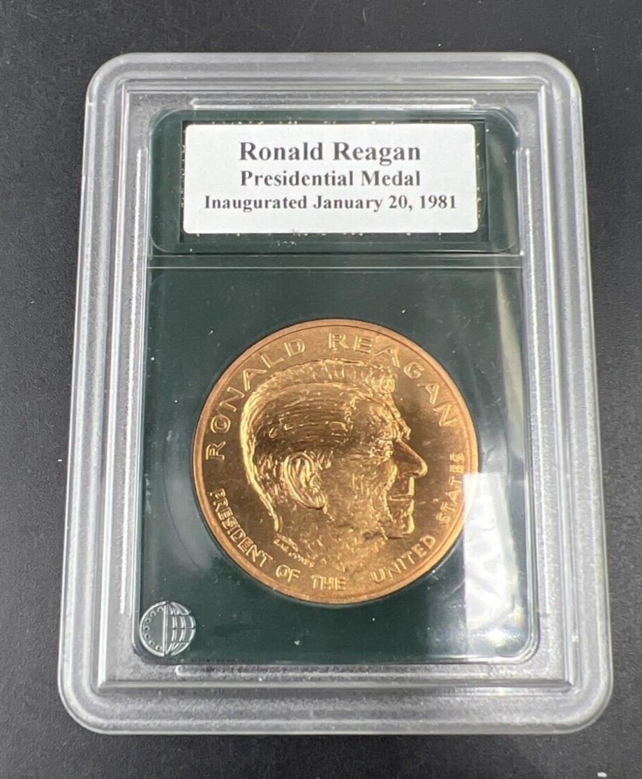 Ronald Reagan Presidential Bronze Medal in Display Plastic Case Gem BU UNC