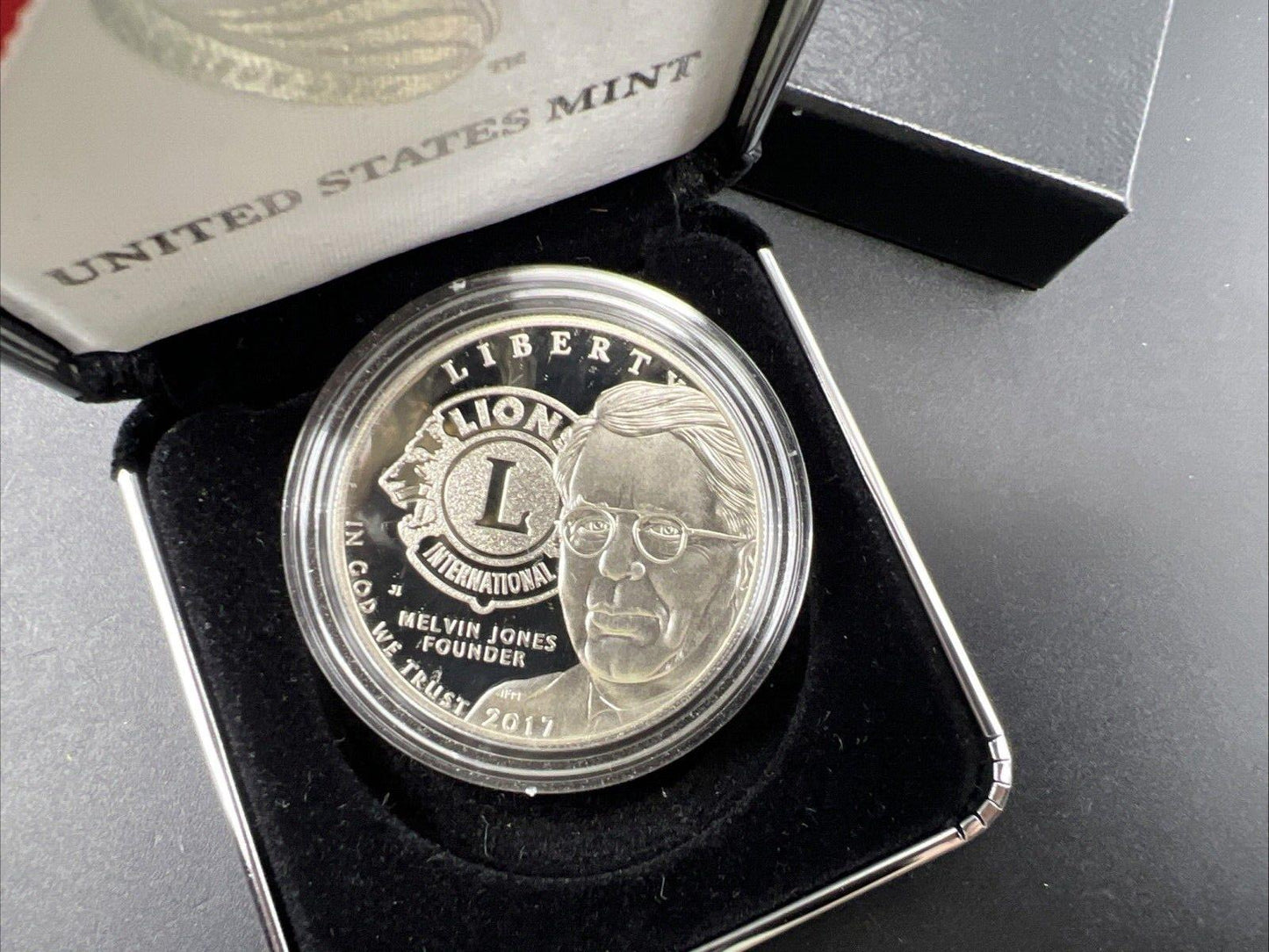 2017 Lion's Club Proof Silver Dollar Commemorative in Box no COA