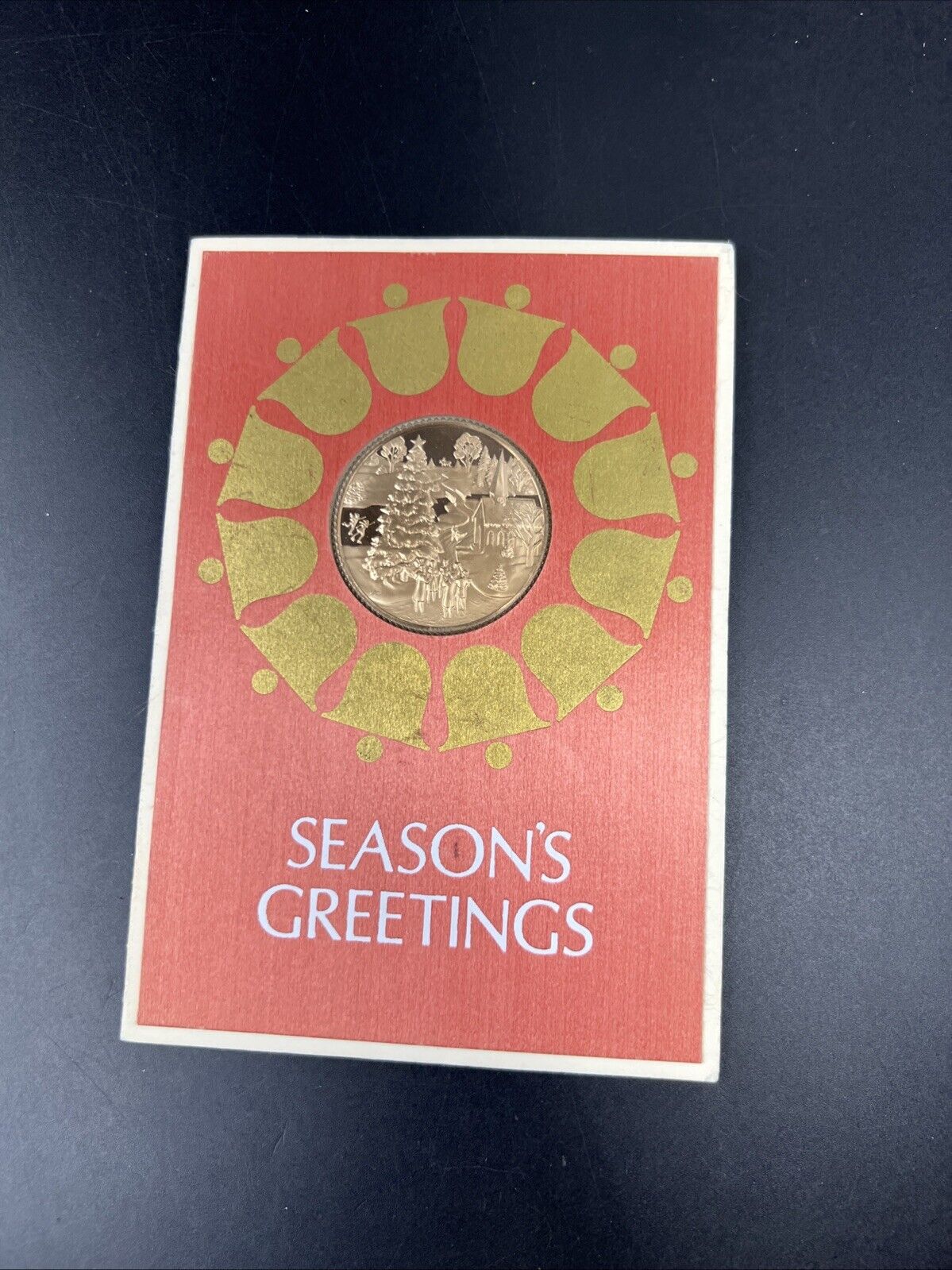 1971 Season's Greetings Franklin Mint Bronze Medal in Display Card