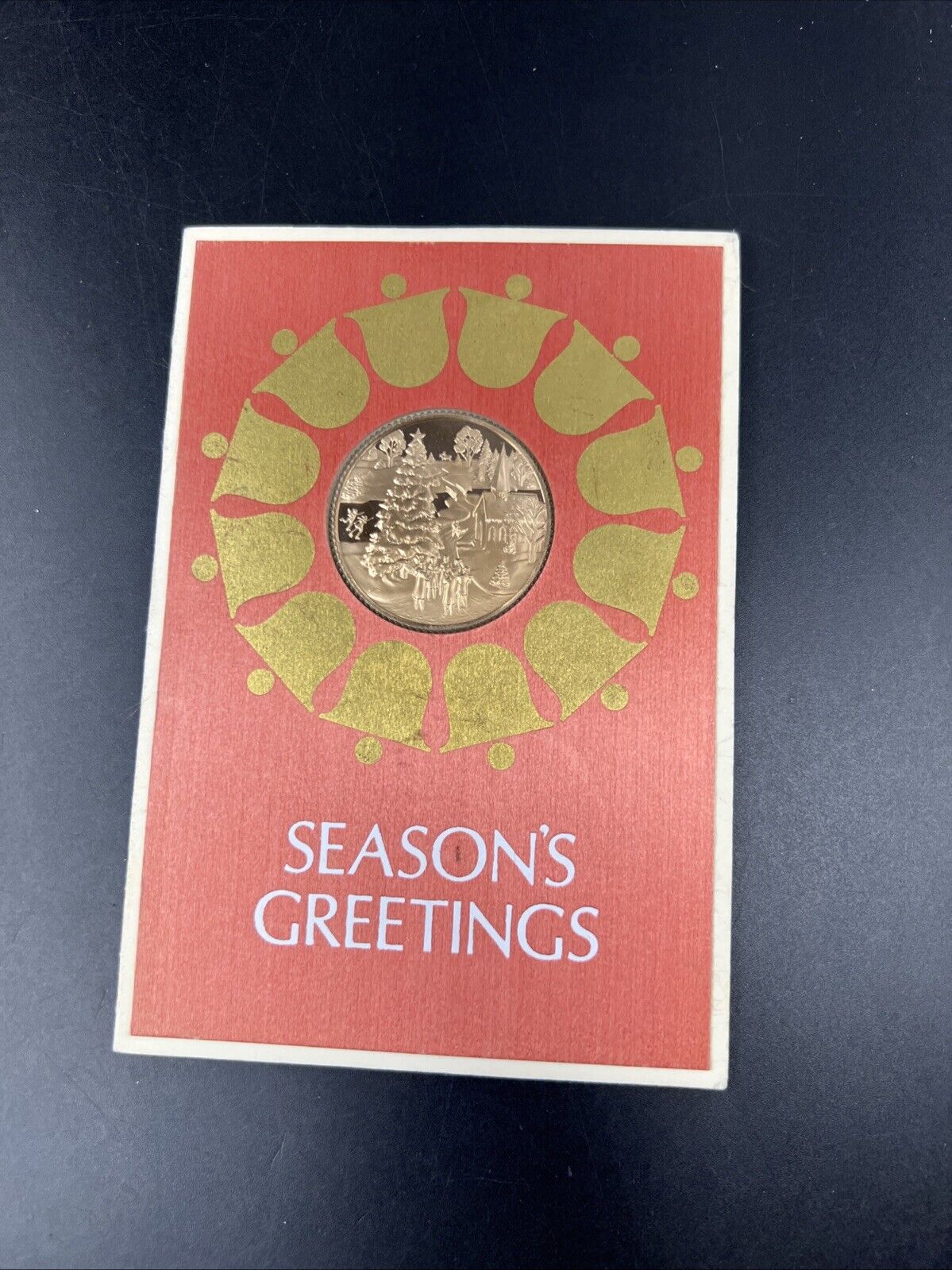 1971 Season's Greetings Franklin Mint Bronze Medal in Display Card