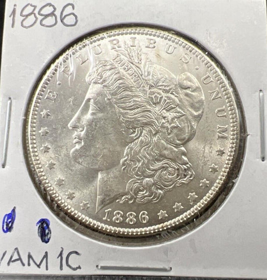 1886 P $1 Morgan Eagle Dollar Coin Choice BU UNC VAM 1C Variety Clashed Dies