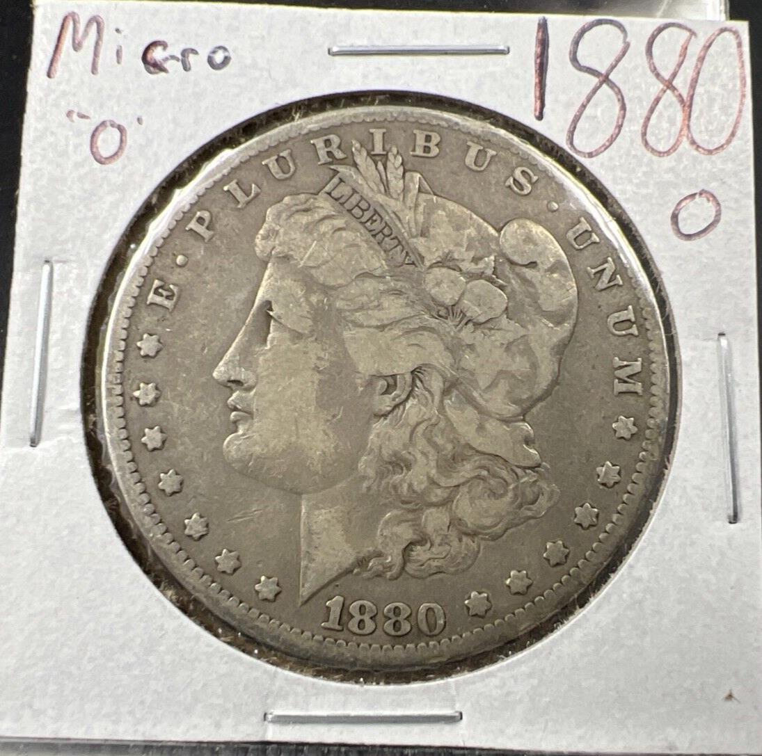 1880 O $1 Morgan Silver Dollar Coin Micro o VG Very Good / Fine Circ #B