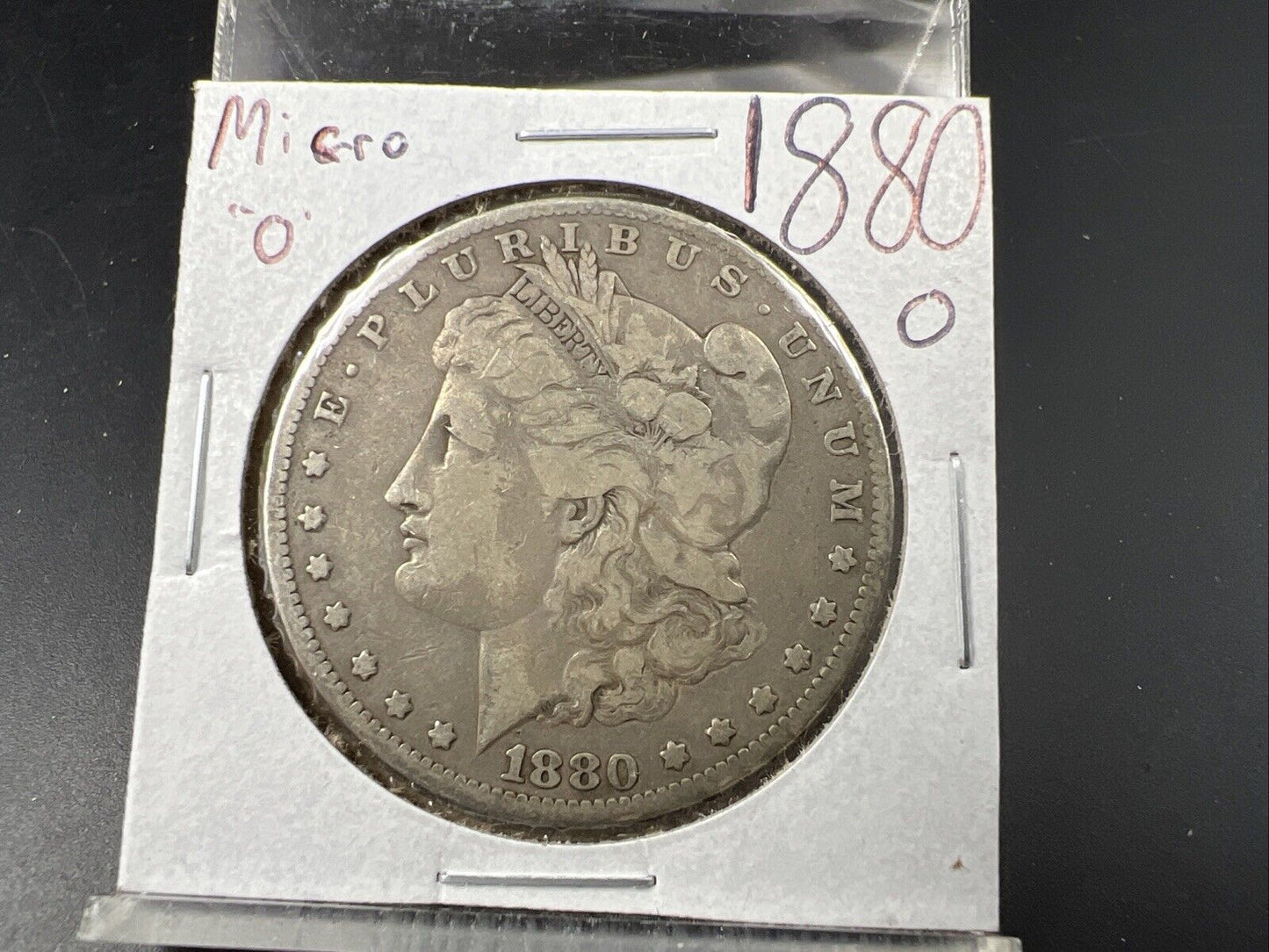 1880 O $1 Morgan Silver Dollar Coin Micro o VG Very Good / Fine Circ #B