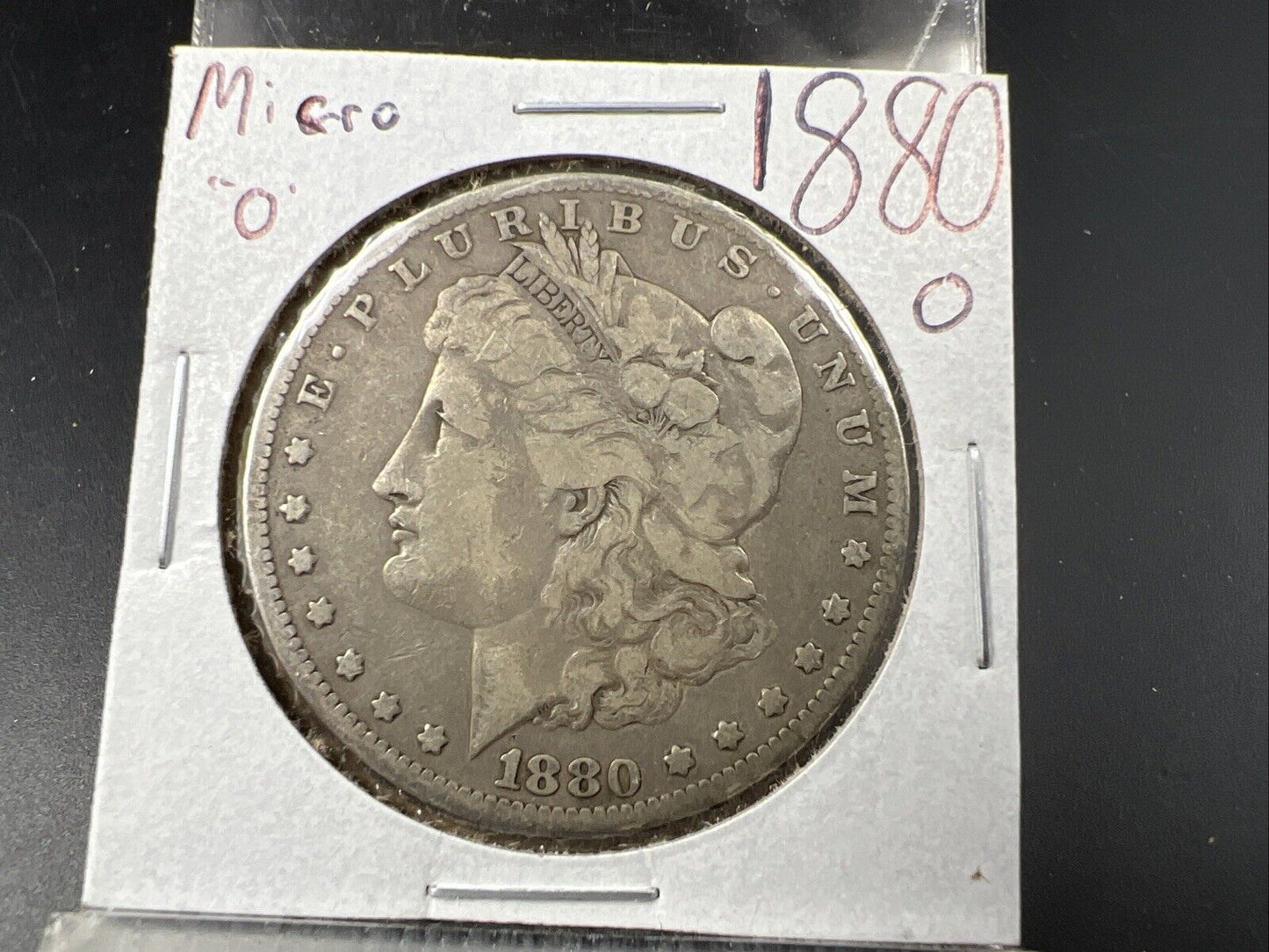 1880 O $1 Morgan Silver Dollar Coin Micro o VG Very Good / Fine Circ #B