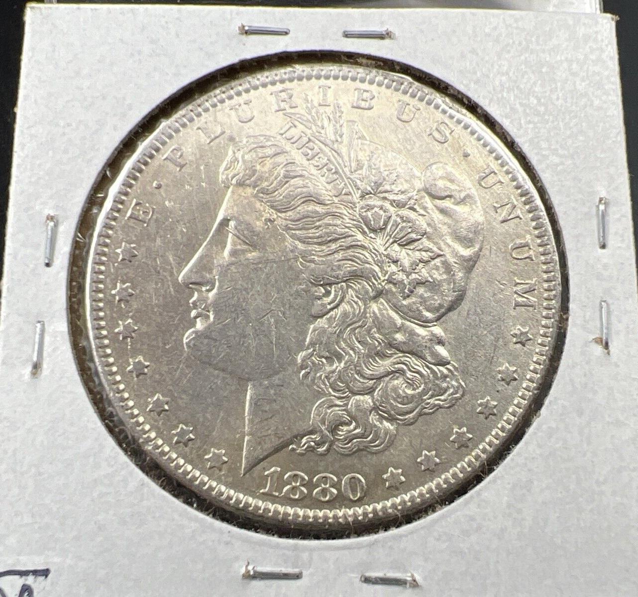 1880 O $1 Morgan Silver Dollar Coin Micro o AU Details Cleaned