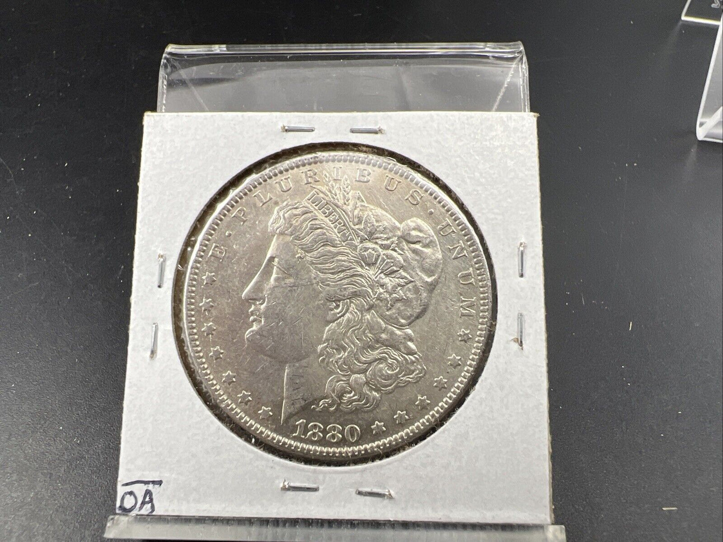 1880 O $1 Morgan Silver Dollar Coin Micro o AU Details Cleaned