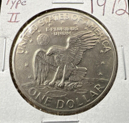 1972 Type 2 Variety $1 Eishenhower Clad Ike Dollar Coin XF EF Extra Fine Circ #J