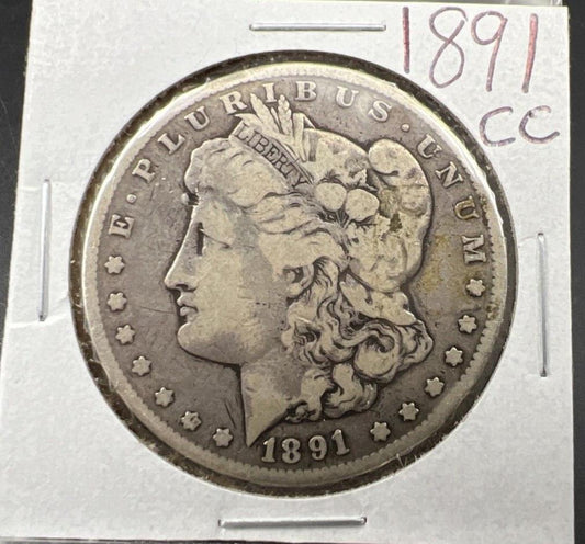 1891 CC Morgan Dollar VG / Fine Details Rim Nic Circulated