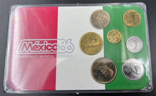 Mexico 86 Campeonato Mundial De Futbol 7 Coin World Cup Coin Set Uncirculated