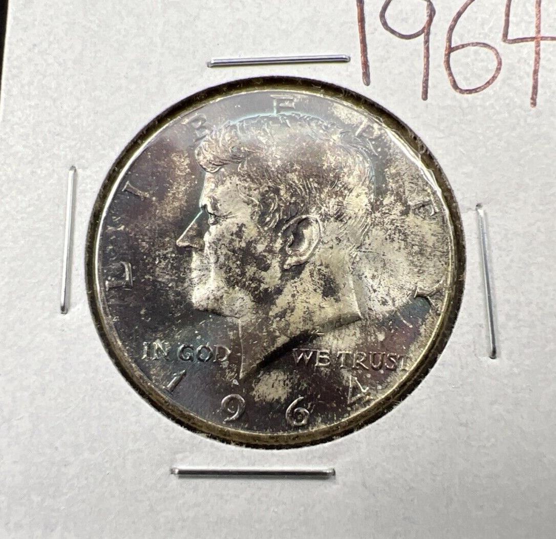 1964 P Kennedy Half Dollar Coin Choice BU UNC Neat Toning Toner #1124C