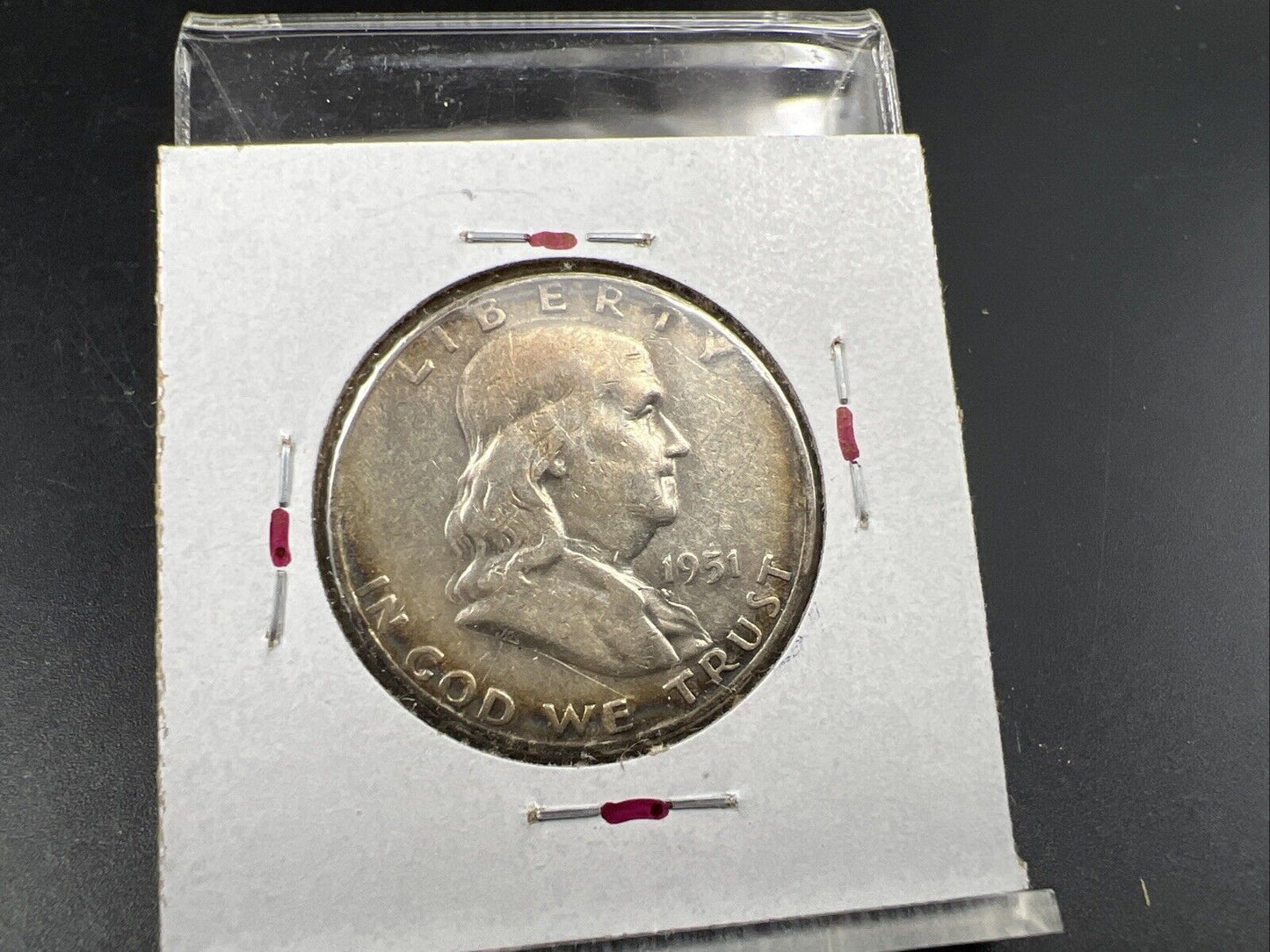 1951 D Franklin Half Dollar EF XF Extra Fine Circ Neat Toning Reverse