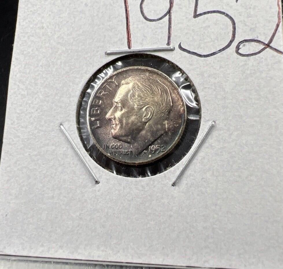 1952 P 10c Roosevelt Silver Dime Coin Nice Toning BU UNC