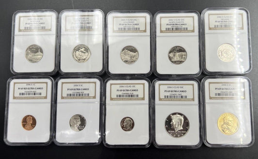 2006 S Complete 10 Coin Clad Proof Set NGC Graded PF69 UCAM Brown Label