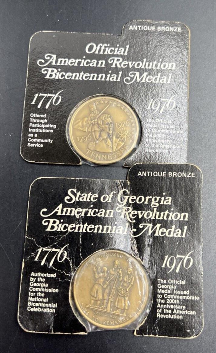 Lot of 2 US American Bicentennial 1976 bronze Medals Tennessee & Georgia