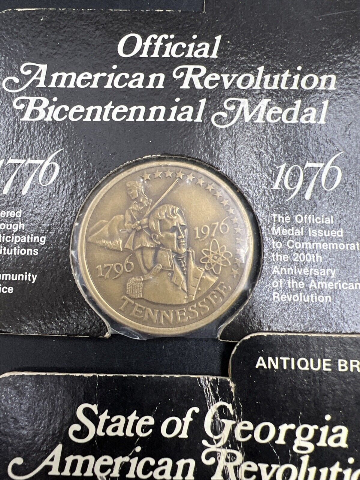 Lot of 2 US American Bicentennial 1976 bronze Medals Tennessee & Georgia