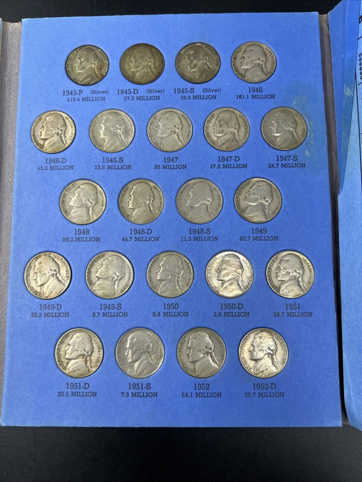 1938 - 1961 Complete 65 Coin P D S Jefferson Nickel Set w/ 11 Silver War 5c #C