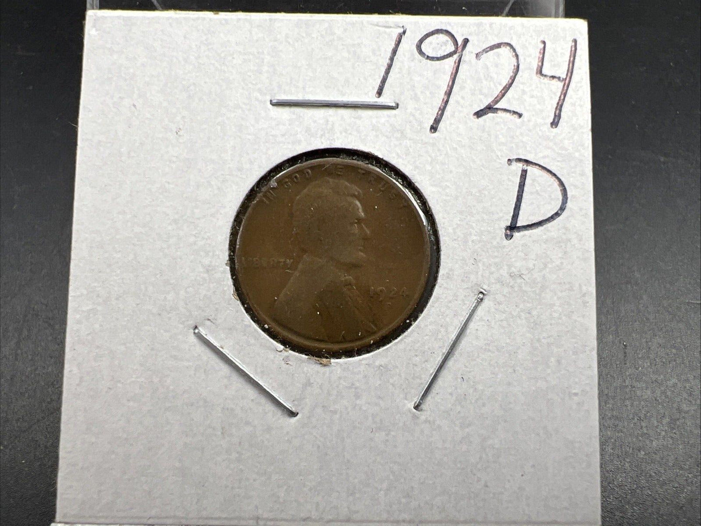 1924 D 1c Lincoln Wheat Cent Good / VG Circ 15% Rotated Die Error