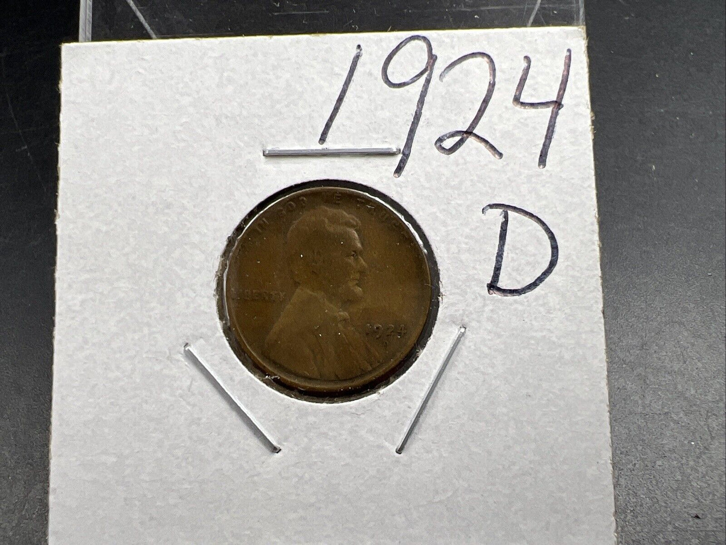 1924 D 1c Lincoln Wheat Cent VG / Fine Circ 15% Rotated Die Error