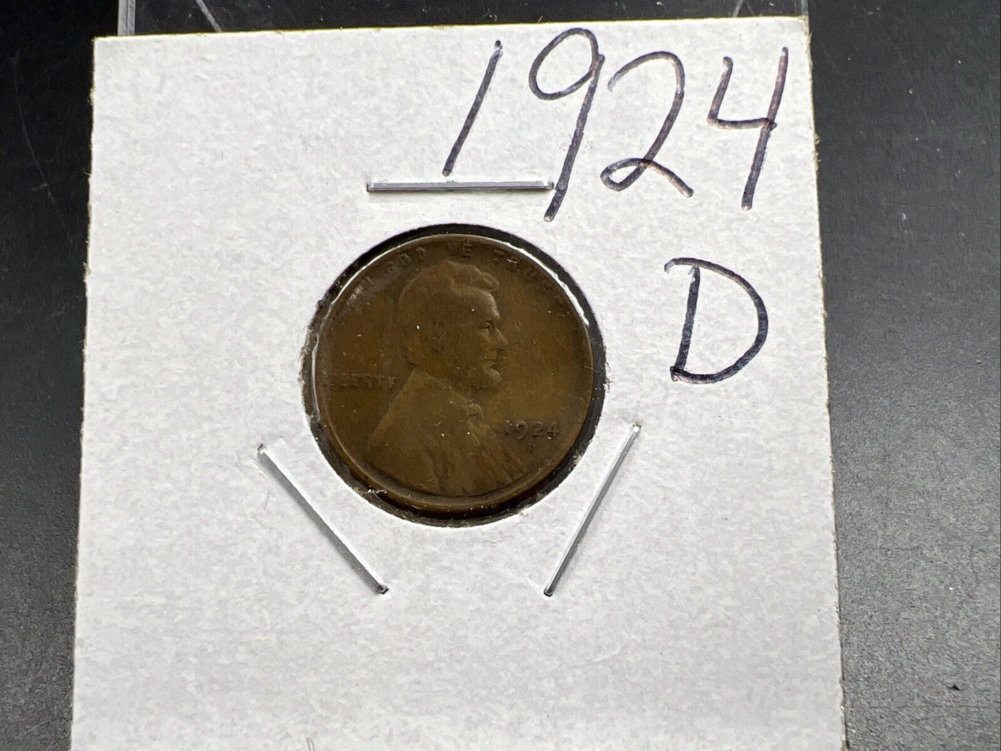 1924 D 1c Lincoln Wheat Cent VG / Fine Circ 15% Rotated Die Error