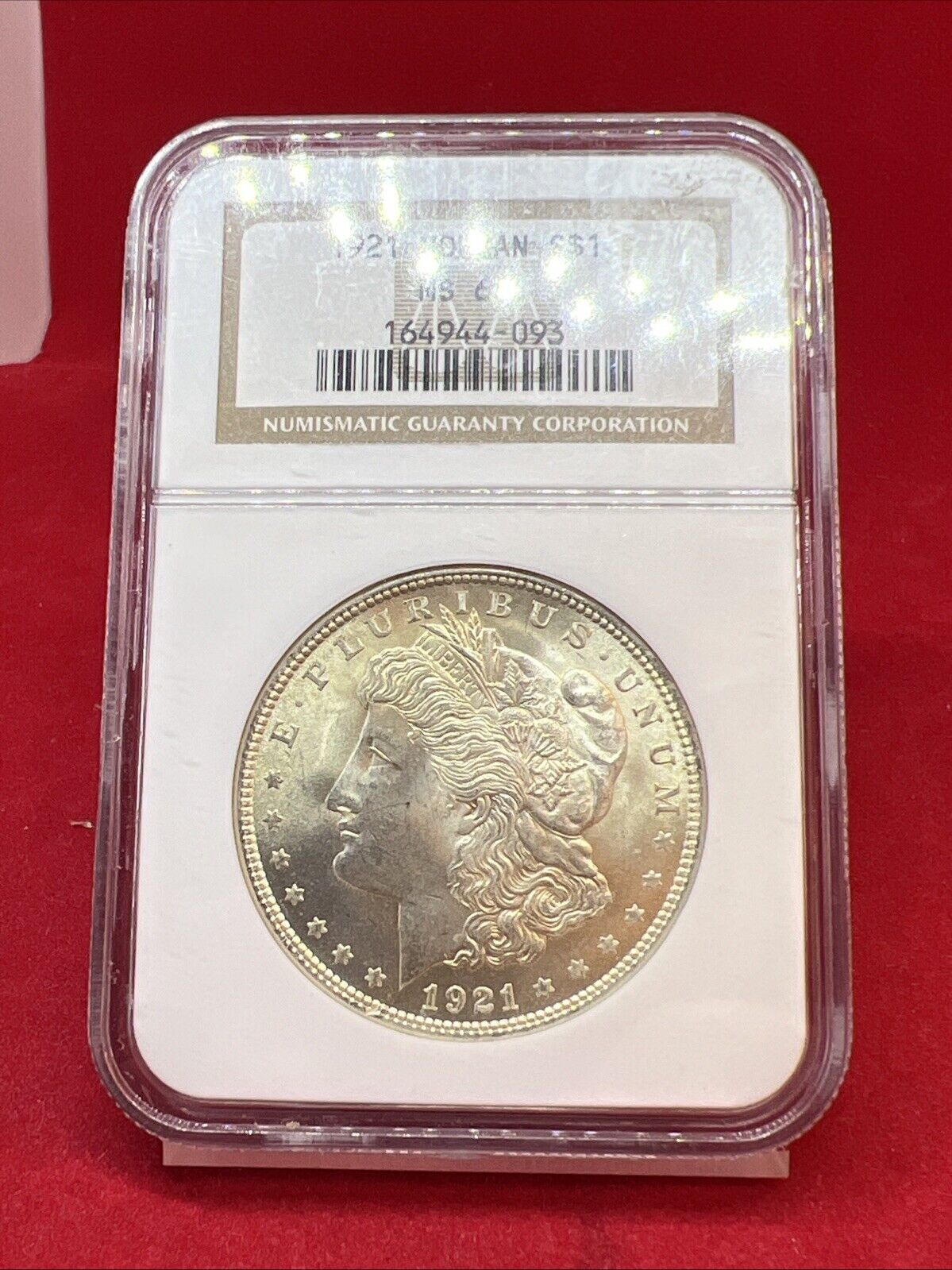 1921 P $1 Morgan Silver Dollar Coin MS65 NGC Gem BU Certified Brown Label