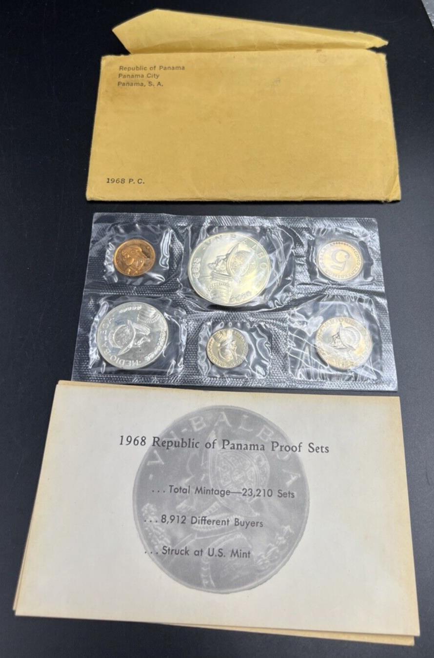 1968 Panama 6-Coin Gem Proof Set (ASW .9213 oz) w/ Envelope