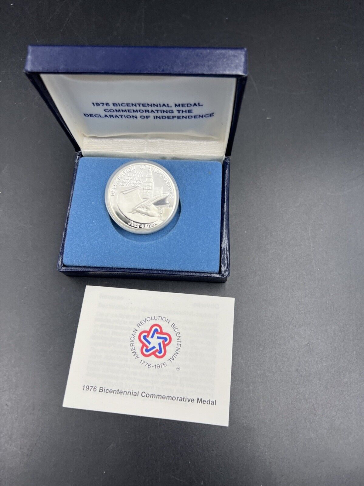 1976 Bicentennial Commemorative Medal The Declaration of Independence W/ Box COA