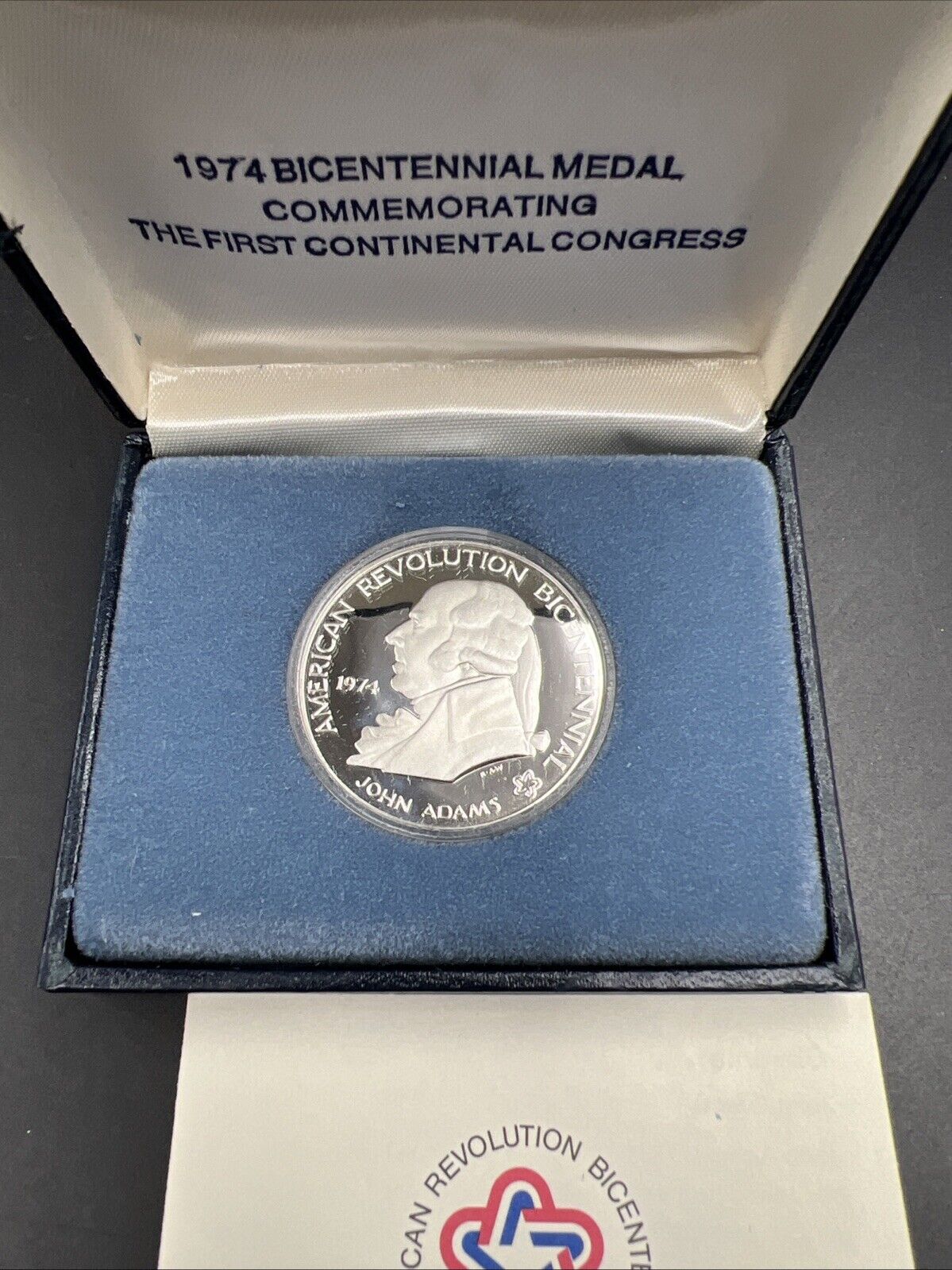 1974 Bicentennial Commemorative Medal John Adams Sterling Silver Proof