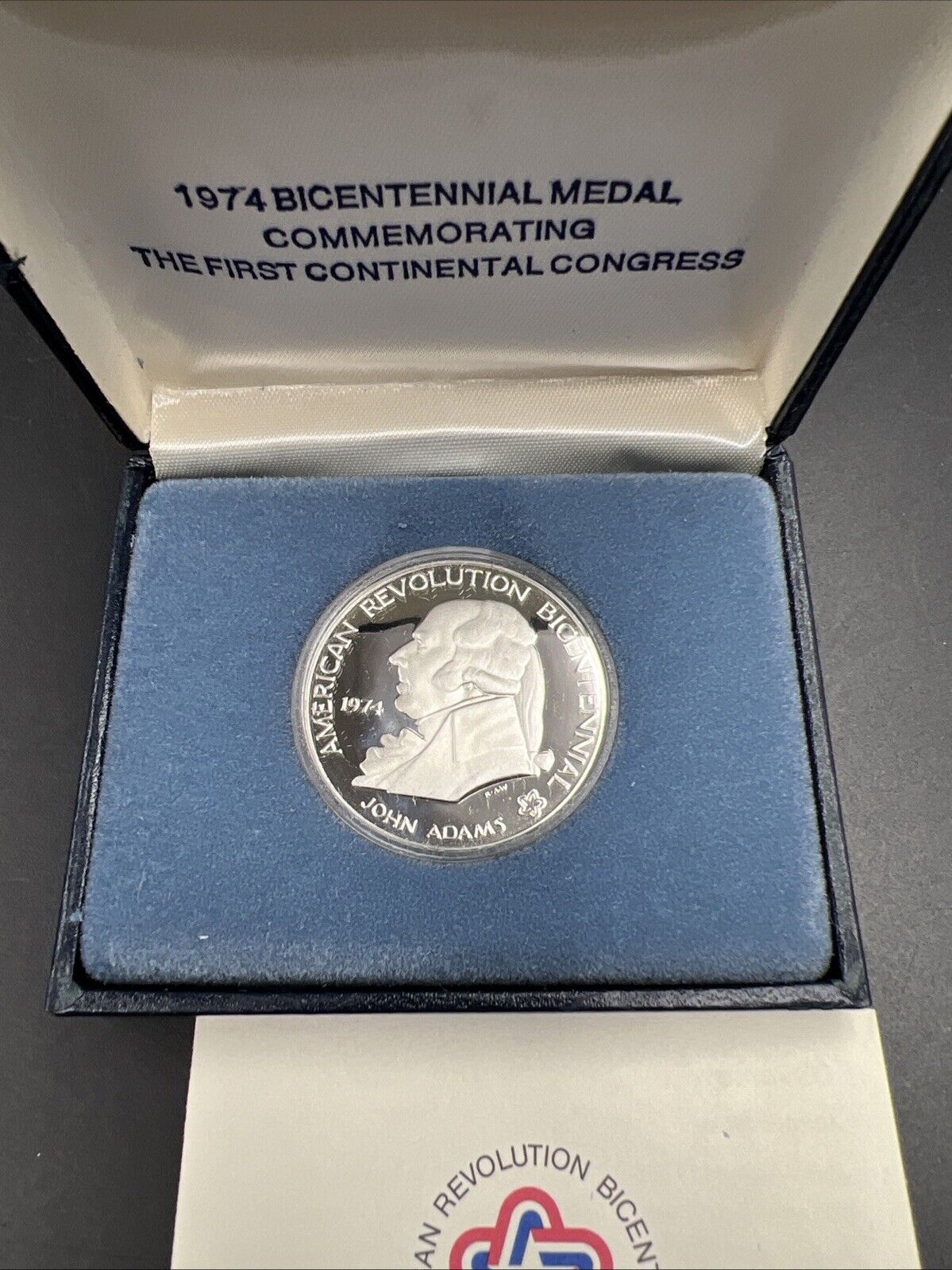 1974 Bicentennial Commemorative Medal John Adams Sterling Silver Proof