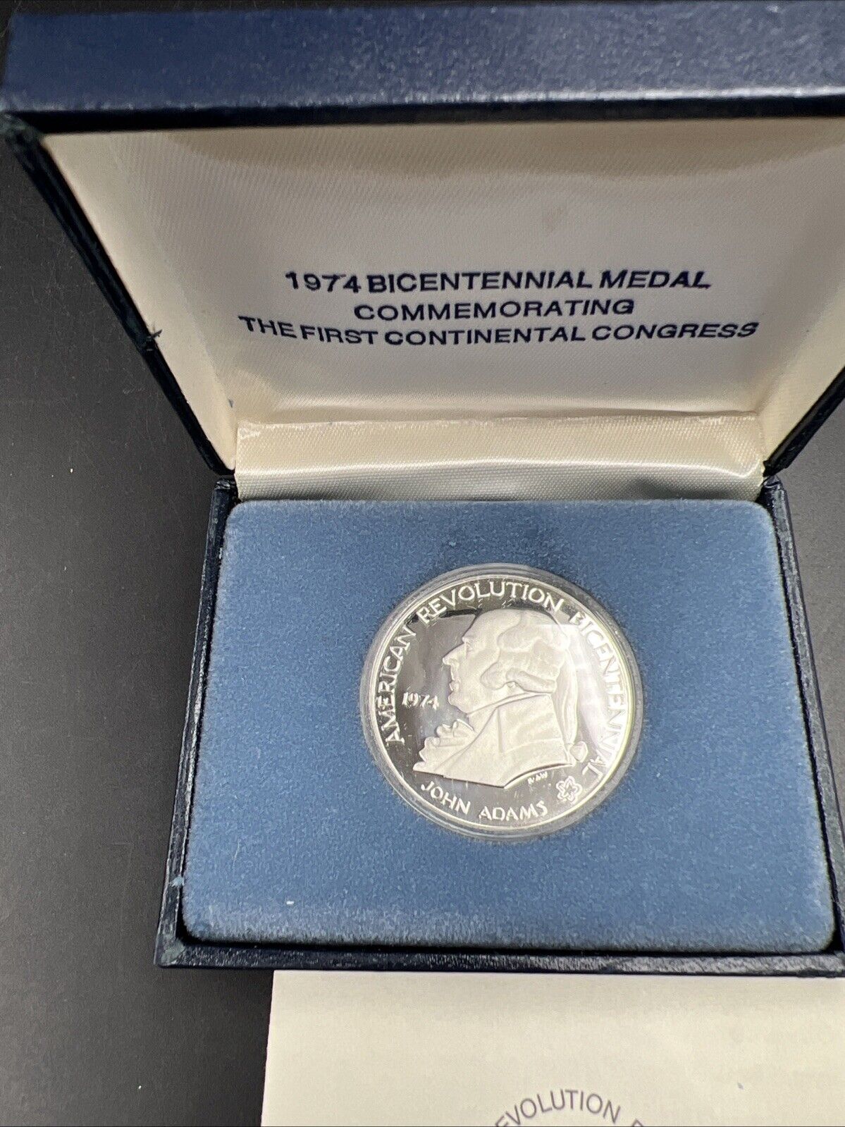 1974 Bicentennial Commemorative Medal John Adams Sterling Silver Proof