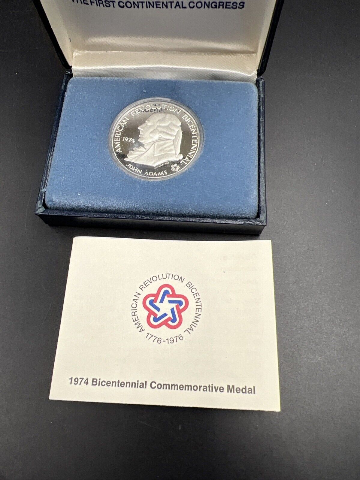 1974 Bicentennial Commemorative Medal John Adams Sterling Silver Proof