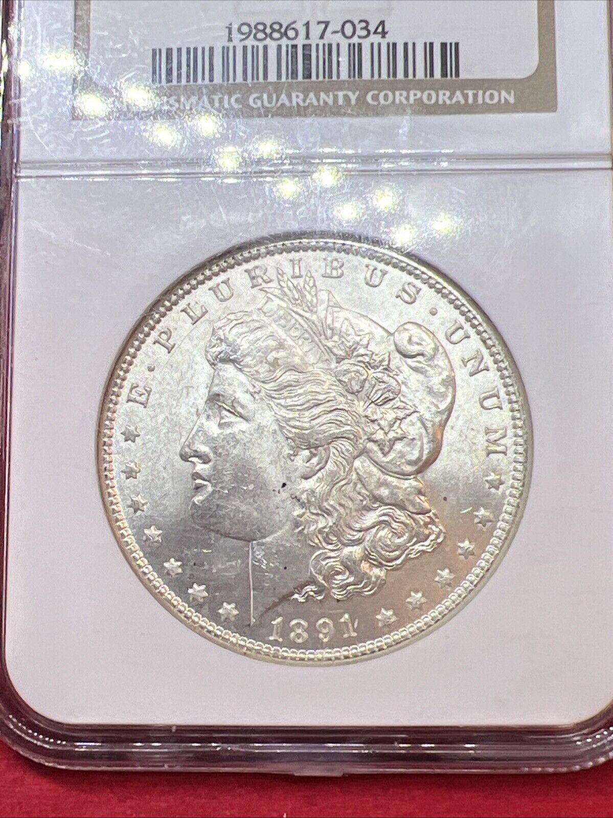 1891 P $1 Morgan Silver Dollar Coin MS63 NGC Choice BU Certified Brown Label