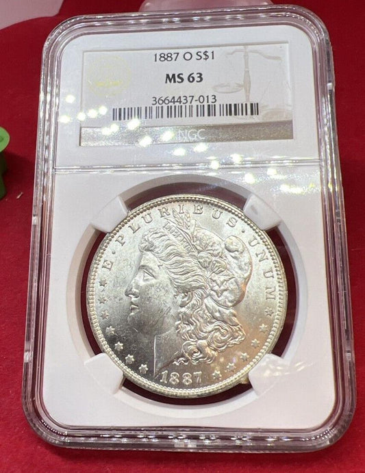 1887 O $1 Morgan Silver Dollar NGC MS63 CH BU Certified #013