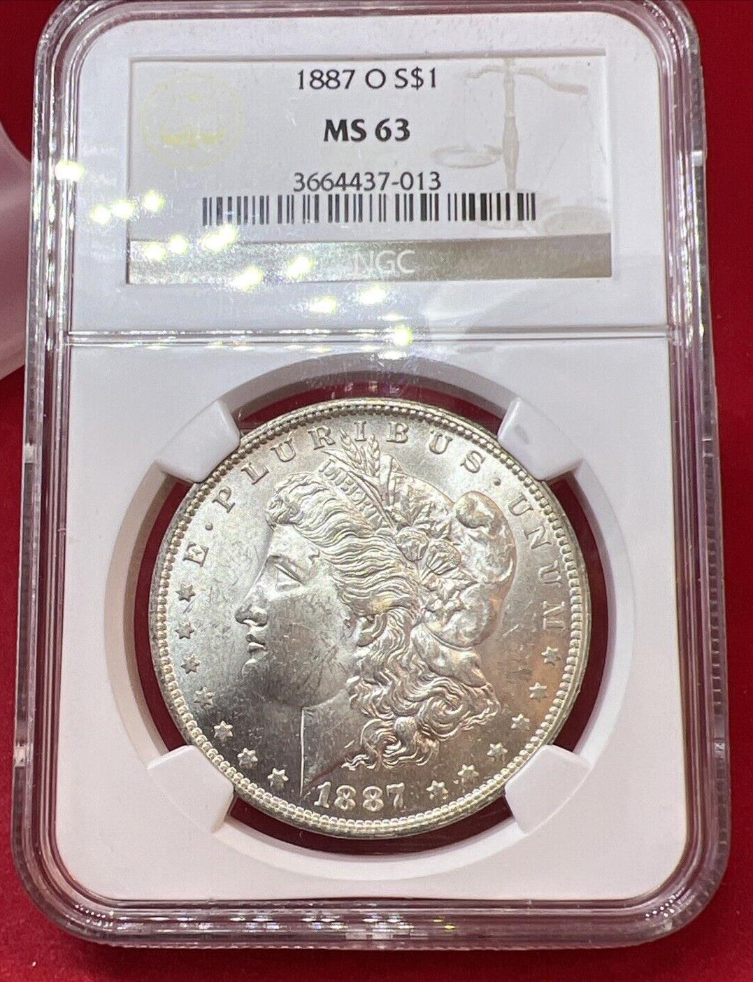 1887 O $1 Morgan Silver Dollar NGC MS63 CH BU Certified #013