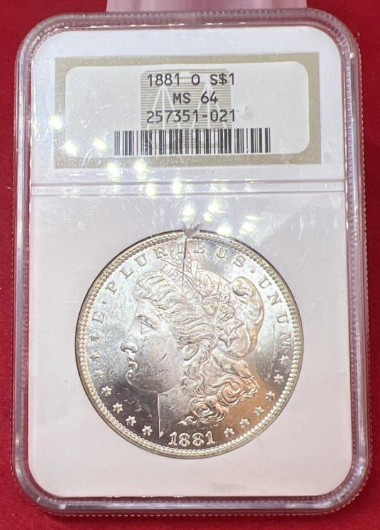 1881 O $1 Morgan Silver Dollar Coin NGC MS64 Choice BU UNC Certified Used Slab