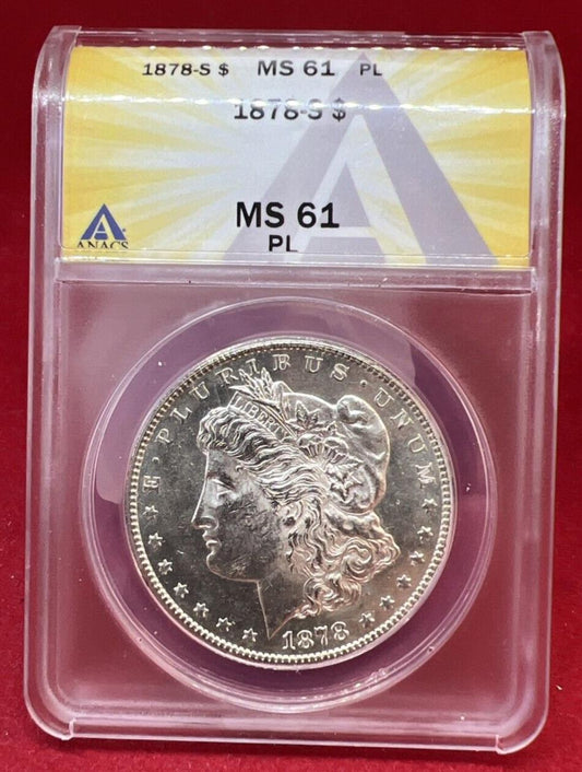 1878 S Morgan Silver Dollar ANACS MS61 PL Proof Like - Stunning!