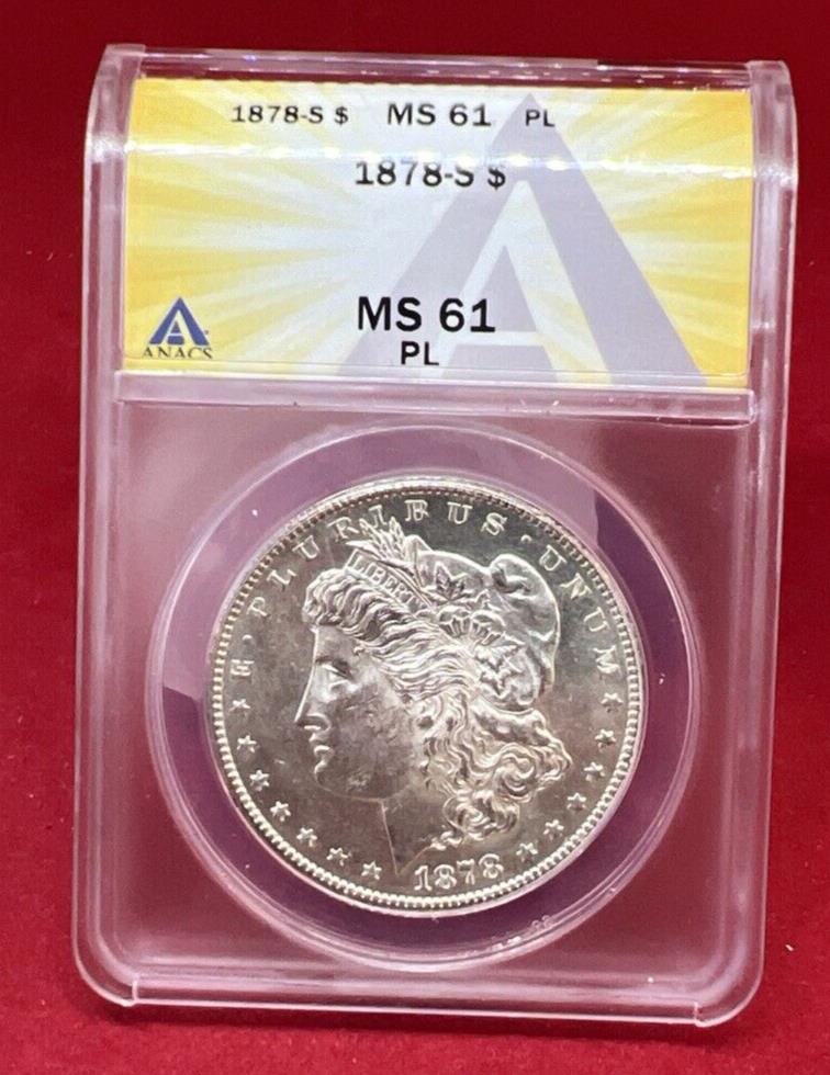 1878 S Morgan Silver Dollar ANACS MS61 PL Proof Like - Stunning!