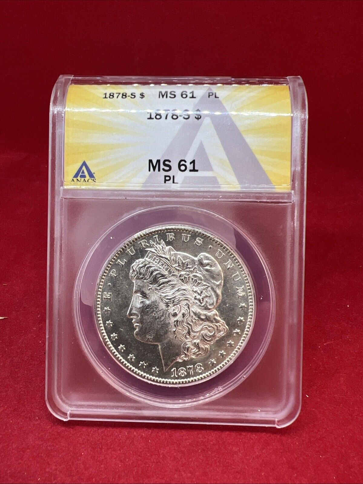 1878 S Morgan Silver Dollar ANACS MS61 PL Proof Like - Stunning!