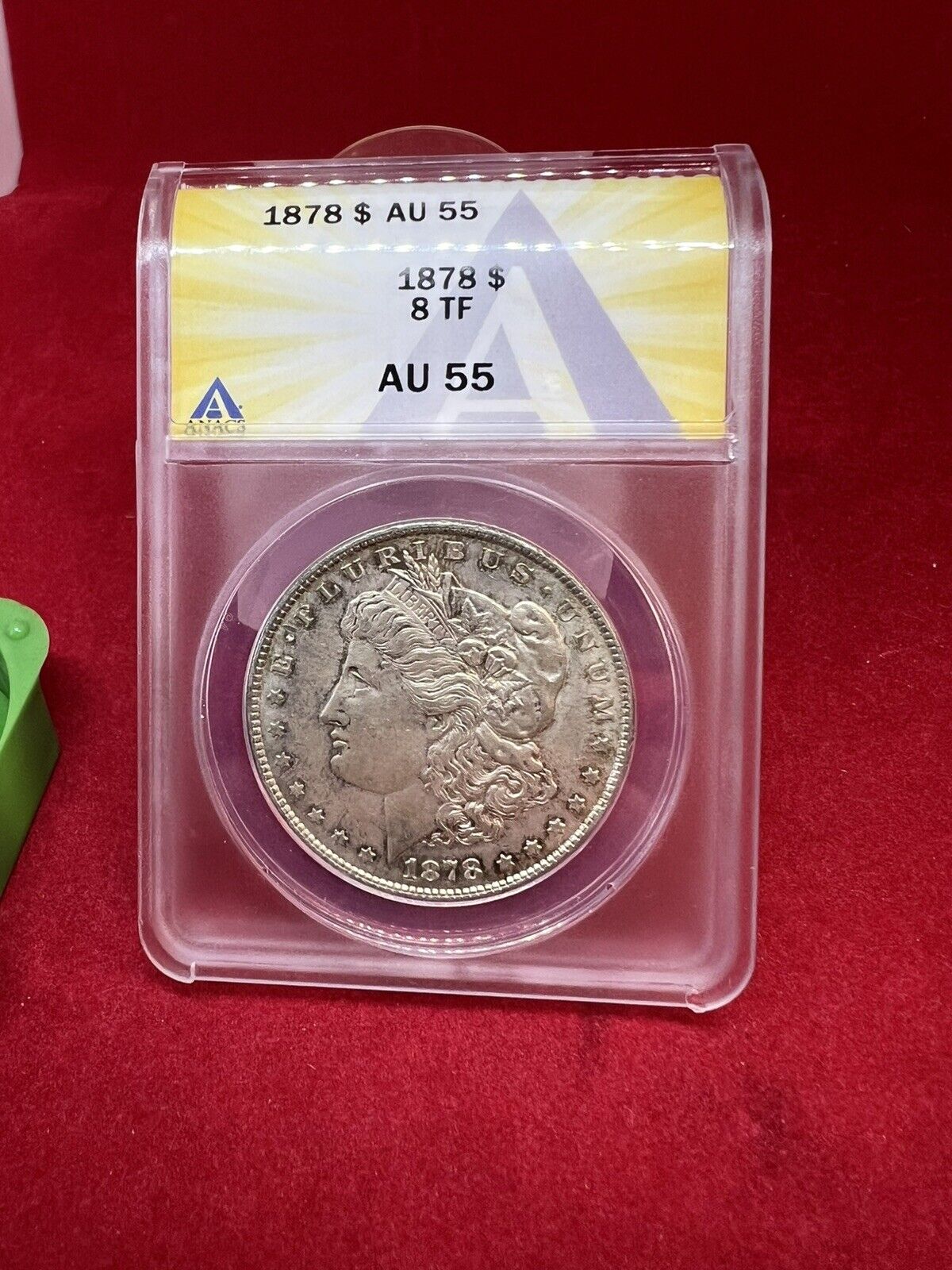 1878 P $1 Morgan Silver Dollar ANACS AU55 8TF Tair Feathers Variety AU Certified