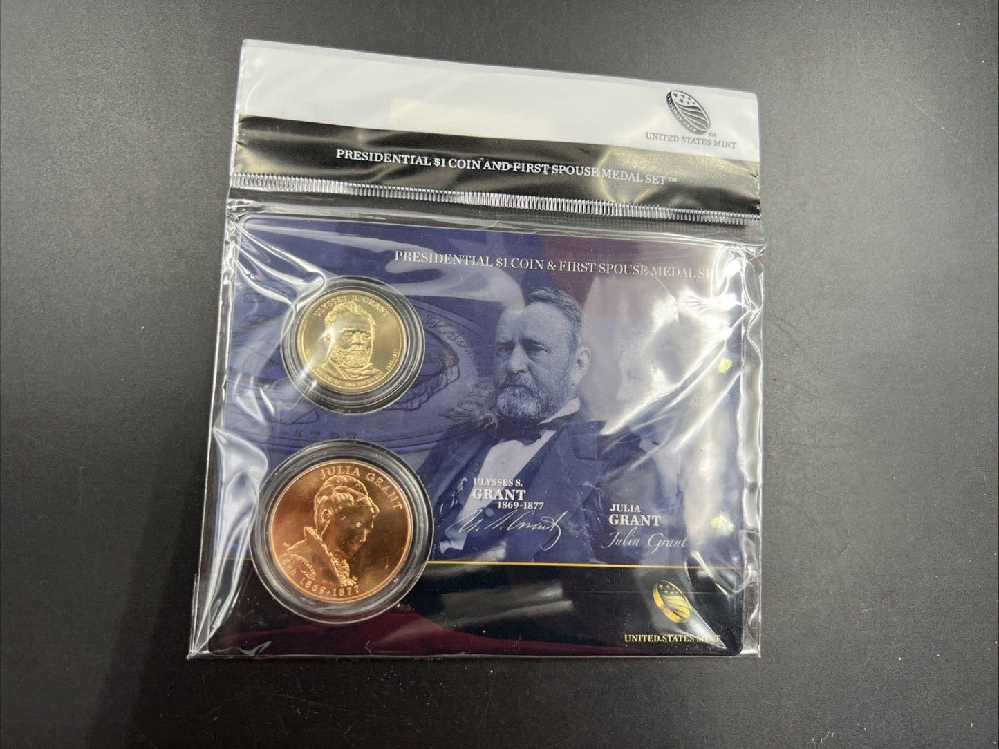 2011 Ulysses & Julia Grant Spouse Set $1 Presidential Coin Medal Bronze Set OGP