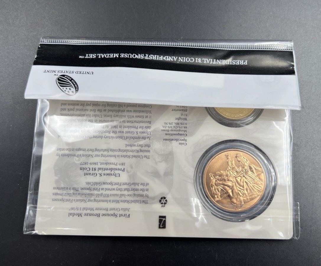 2011 Ulysses & Julia Grant Spouse Set $1 Presidential Coin Medal Bronze Set OGP