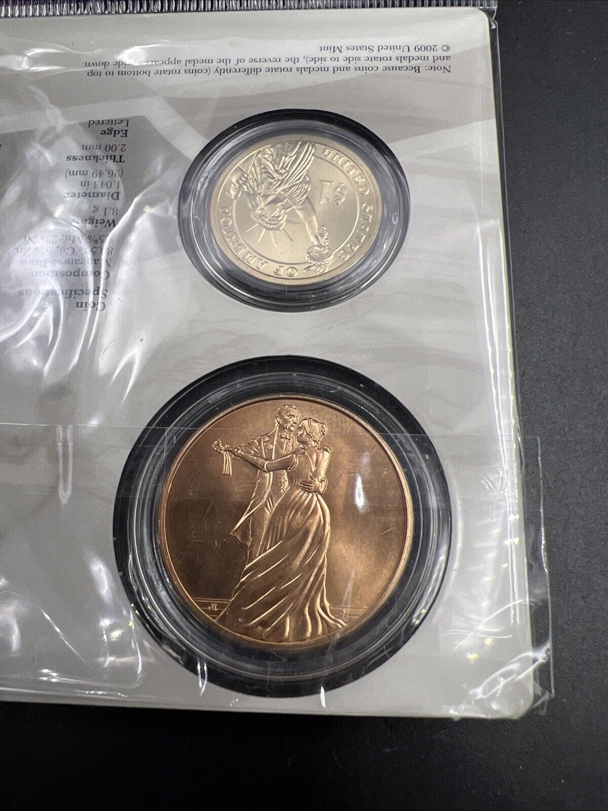 2009 John & Julia Tyler Spouse $1 Presidential Coin & Medal Bronze Set OGP
