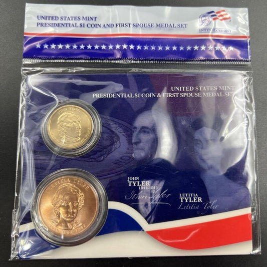 2009 John & Letitia Tyler Spouse $1 Presidential Coin & Medal Bronze Set OGP